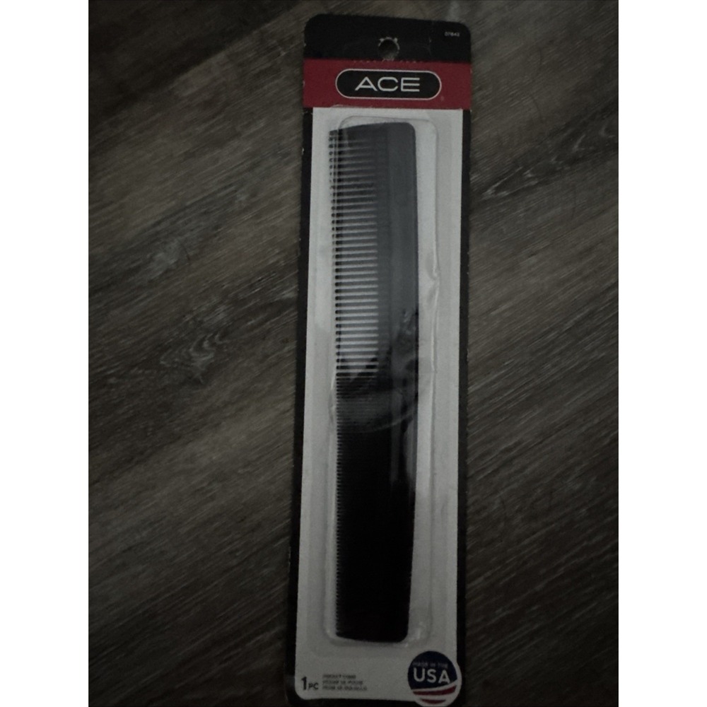 Ace ALL PURPOSE Hair Dressing Pocket Comb Black New Sealed #07842 Made‎ in USA